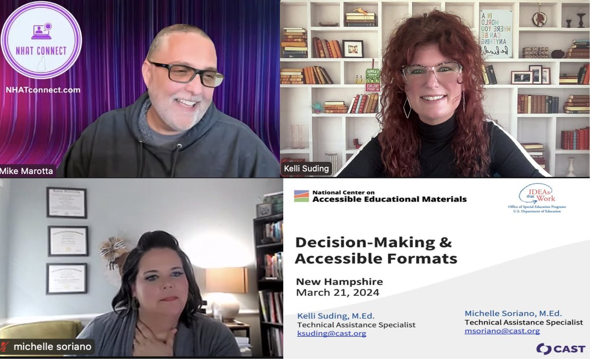 Teamwork makes the dreamwork! 🙌🏻 Thx @mmatp for having @MichelleEDUC8 & I be a part of your weekly webinar series as you countdown to NHATconnect! nhatconnect.com Clearly, you found us hilarious as always. #ATchat @CAST_UDL #UDL #AEM4all