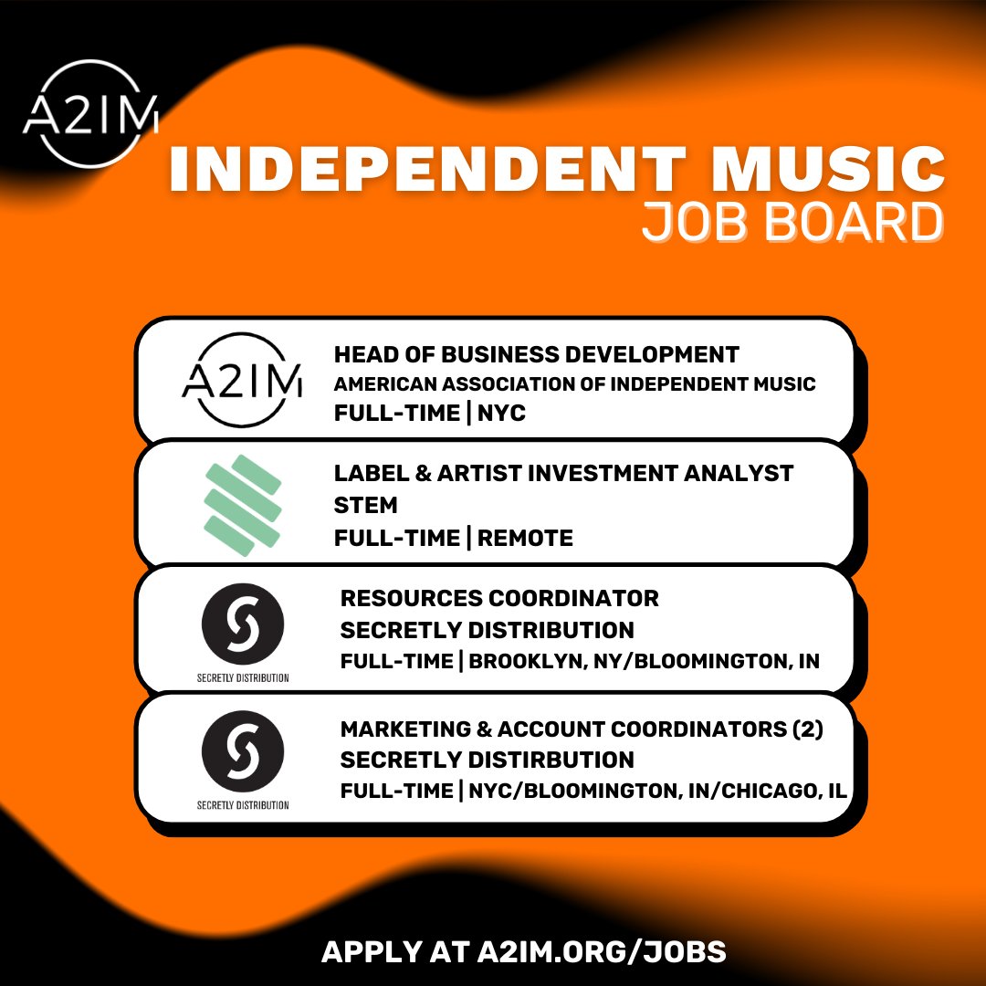 A2IM is seeking a Head of Business Development in NYC! Get more information, apply, and view more job listings at a2im.org/jobs @stem @SecretlyGroup