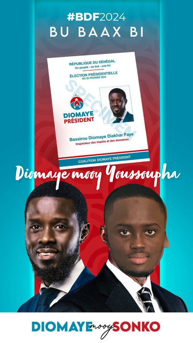 #Diomaye2024 
#DiomayeMooyYoussoupha
#DiomayePresident2024