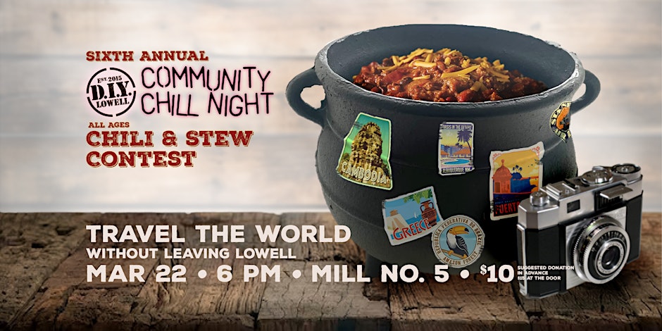 Last Chance to pre-register for the Chili and Stew Contest! @DIYLowell annual fundraiser will take place tomorrow March 22, 2024. There will be chili, stew tasting, music, drinks, games, community awards, and more! Link in bio✨ Date: March 22, 2024 Time: 6:00PM at @millno5