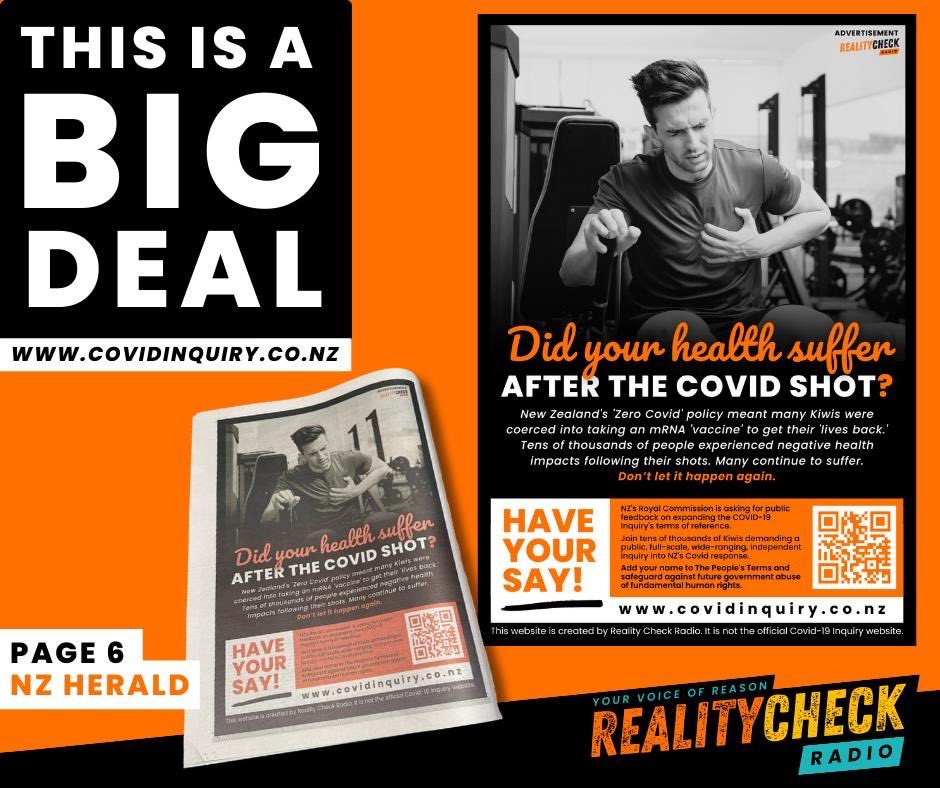 THIS MORNING I CRIED

Yes, this large highly visual poster in the 

NZ HERALD

made me cry

Why?

Because FINALLY New Zealand's largest newspaper, has printed THE TRUTH

They had to be paid a small fortune to do it...

But they did it.

They told New Zealand the TRUTH 

Thousands