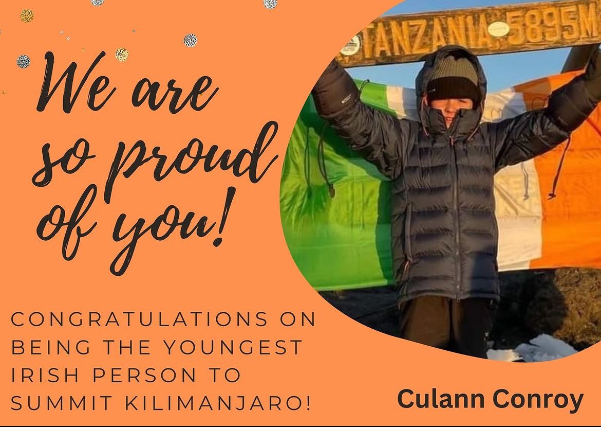 🏔️ M A J O R N E W S 🏔️ Huge congrats to U11 hurler Culann Conroy who recently became the youngest Irish Person to reach the summit of Kilimanjaro. What an unbelievable achievement! 🤩 Culann, we are all so proud of you! Well done 👏🏽 More ℹ️ here: facebook.com/share/p/fDpbrq…