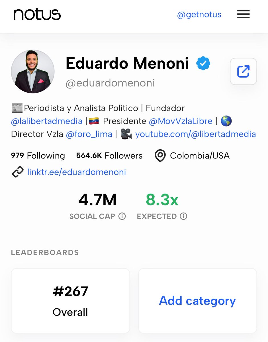 🚨| ÚLTIMA HORA: Somos la cuenta de noticias MÁS LEÍDA en Español en todo X  y estamos en el top de las 300 cuentas más influyentes de todo el mundo.  Gracias a