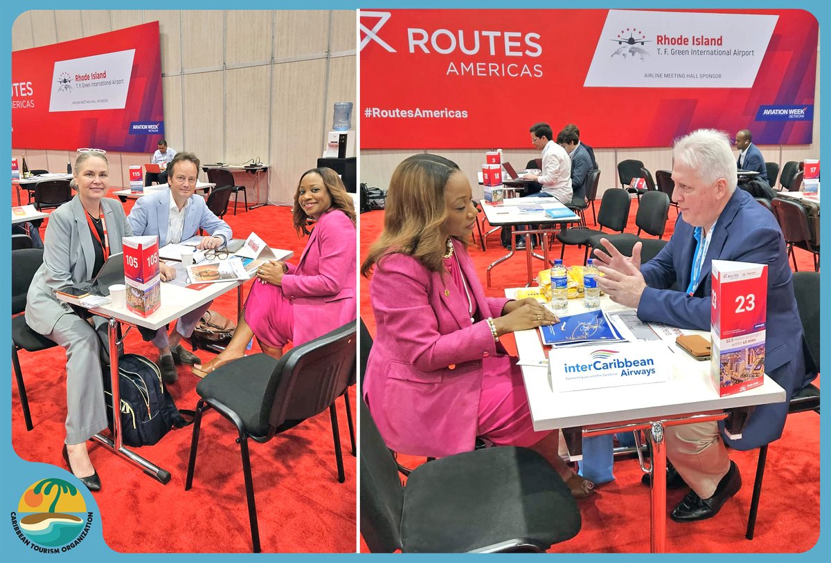 @ctotourism (@ctotourism) on Twitter photo During <a href="/routesonline/">Routesonline</a> in Bogotá this week, our SG, Dona Regis-Prosper, met with representatives from <a href="/flywinair/">winair</a> and <a href="/interCaribbean_/">interCaribbean Airways</a> . At left are WINAIR's Marketing & Media Manager, Helena de Bekker, and CEO, Hans van de Velde. At right is Trevor Sadler, CEO of interCaribbean. During <a href="/routesonline/">Routesonline</a> in Bogotá this week, our SG, Dona Regis-Prosper, met with representatives from <a href="/flywinair/">winair</a> and <a href="/interCaribbean_/">interCaribbean Airways</a> . At left are WINAIR's Marketing & Media Manager, Helena de Bekker, and CEO, Hans van de Velde. At right is Trevor Sadler, CEO of interCaribbean.