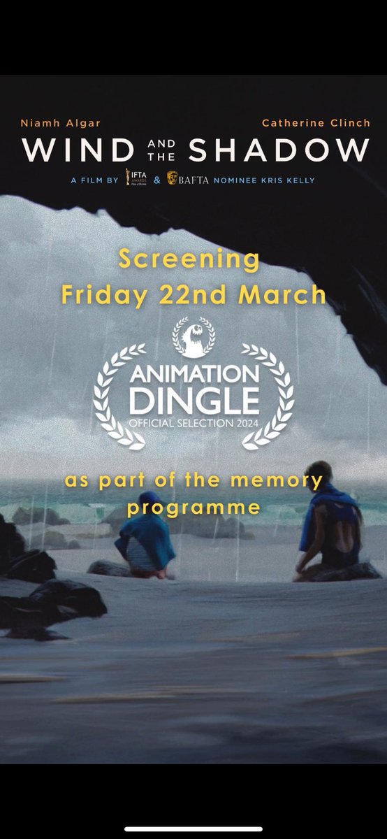 Keep an eye out for Wind and the Shadow that’s screening at the amazing @ANIMATIONDINGLE tomorrow, Friday 22nd, as part of the Memory Programme. Thanks for having us Dingle ❤️
