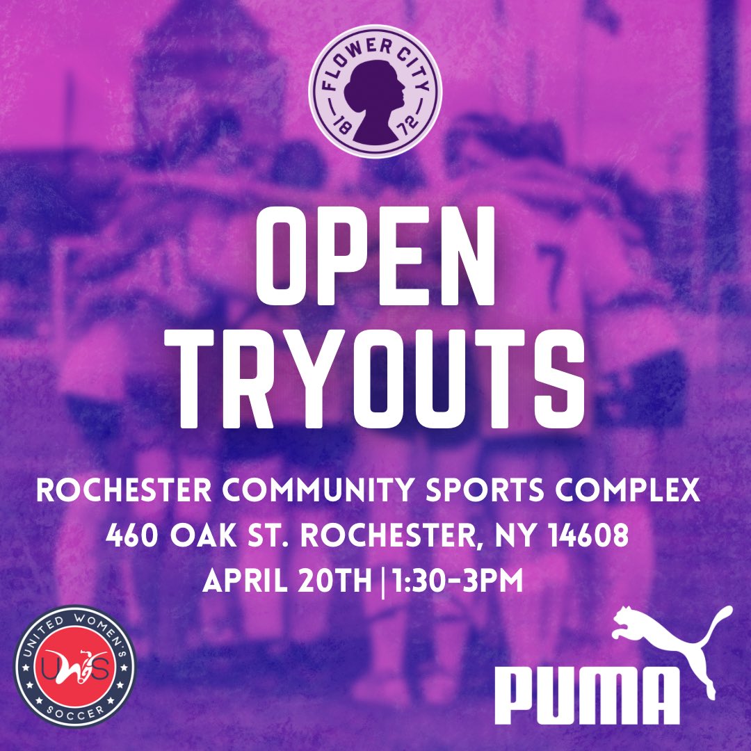 Want to play for Flower City 1872? Here’s your last chance to tryout before the season kicks off! Open tryouts are now open for registration. They will take place April 20th at the Rochester Community Sports Complex. Spots are limited.

Register here: tickets.flowercityunion.com/#/event-detail…