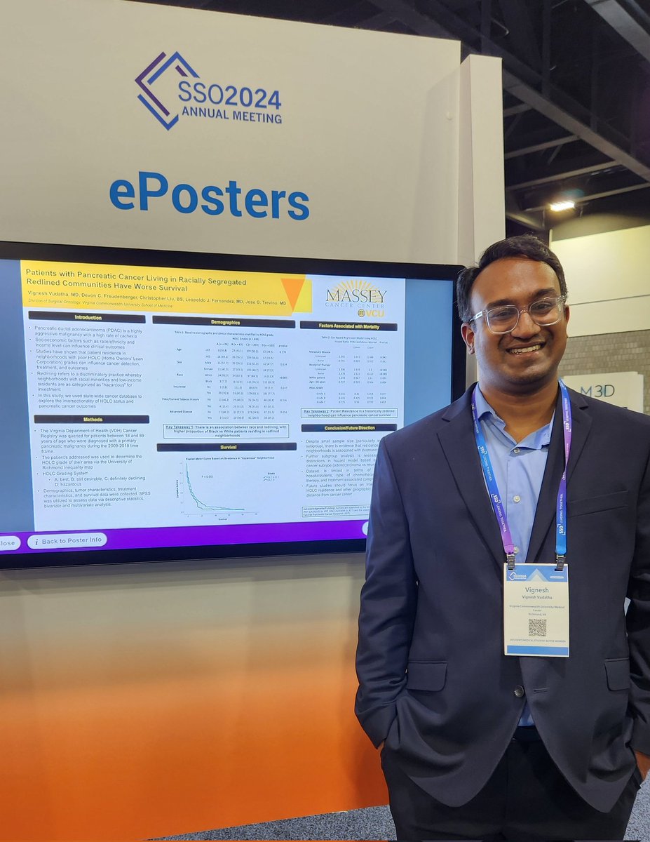 Devon Freudenberger, MD (@freudenbergermd) on Twitter photo Dr Vudatha showing off his work on outcomes of pancreatic cancer in redlined neighborhoods in Virginia at #SSO2024 <a href="/Vignesh02079389/">Vignesh Vudatha</a> <a href="/JoseTrevinoMD/">Jose G. Trevino MD</a> <a href="/VCUGenSurgRes/">VCU General Surgery Residency</a> <a href="/VCUMassey/">VCU Massey Comprehensive Cancer Center</a> Dr Vudatha showing off his work on outcomes of pancreatic cancer in redlined neighborhoods in Virginia at #SSO2024 <a href="/Vignesh02079389/">Vignesh Vudatha</a> <a href="/JoseTrevinoMD/">Jose G. Trevino MD</a> <a href="/VCUGenSurgRes/">VCU General Surgery Residency</a> <a href="/VCUMassey/">VCU Massey Comprehensive Cancer Center</a>
