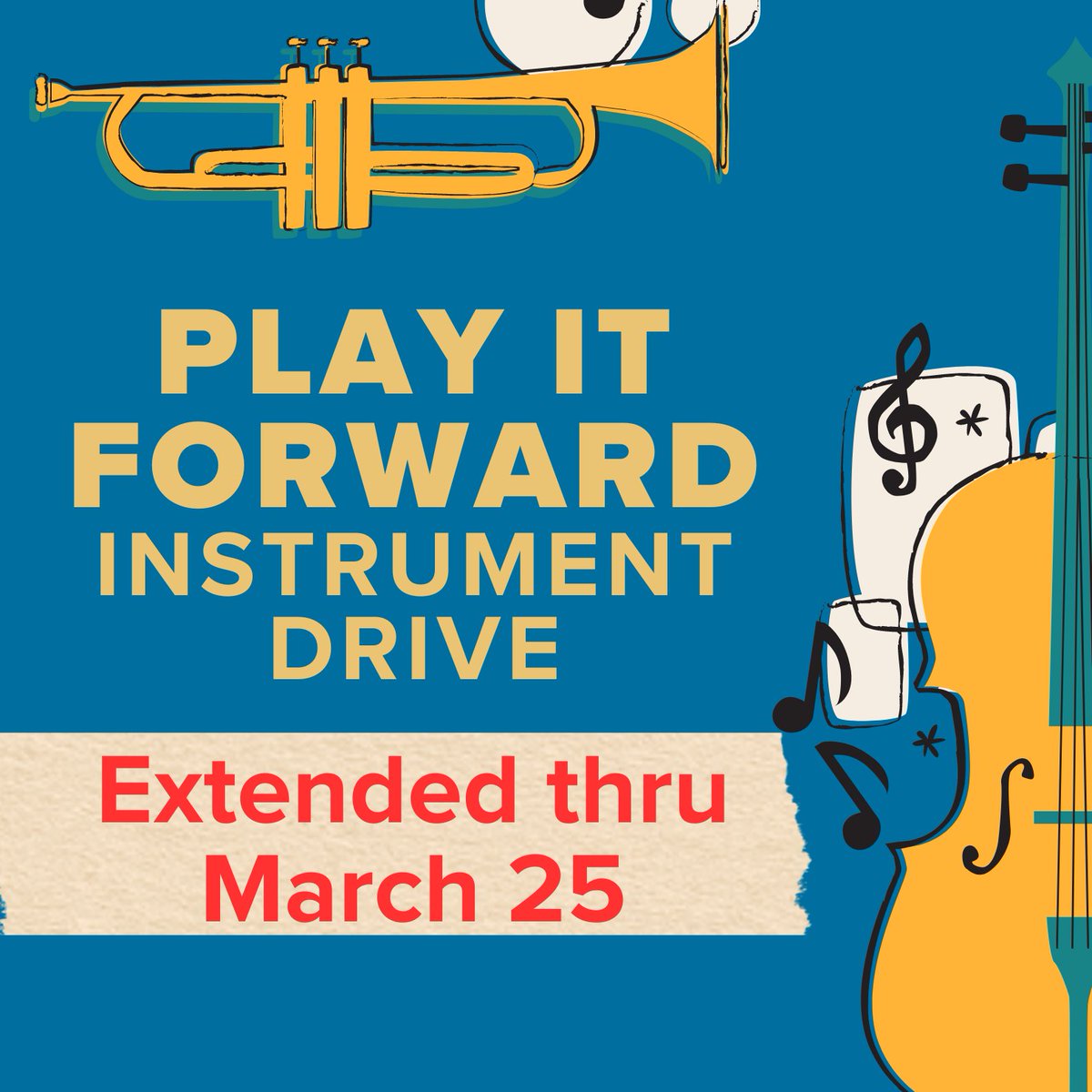 There's still time to Play it Forward! The Instrument Drive has been extended through March 25 - visit conejoschools.org/programs-initi… for more info!