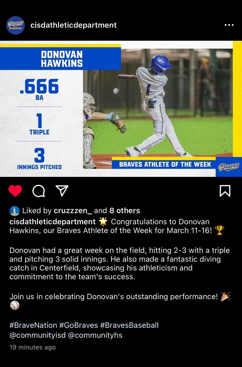 BRAVES ATHLETE OF THE WEEK‼️