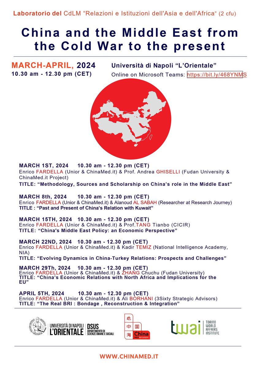 Join us tomorrow, March 22, at 10:30am CET for the next lecture of our China-MidEast webinar series. @kdrtemiz (National Intelligence Academy) will discuss the evolution of #Turkey's relations with #China. No registration required, click here to join: bit.ly/468YNMS