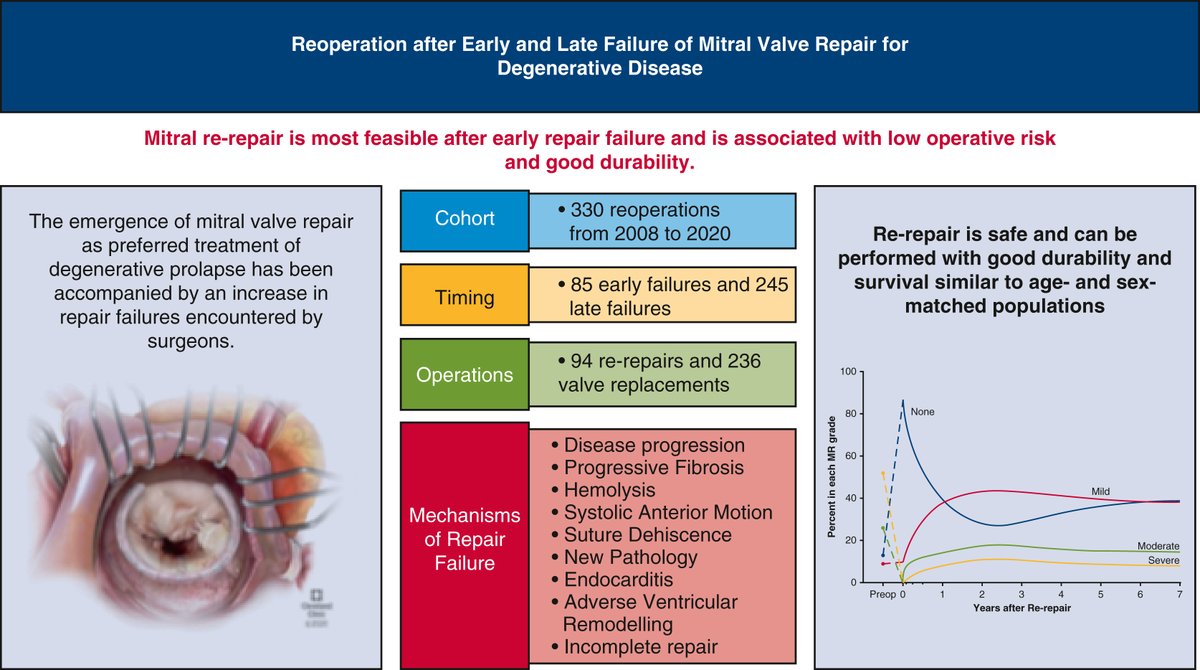 When is it more beneficial to perform a mitral re-repair rather than a valve replacement for patients with degenerative disease? What's the durability of re-repair? Researchers from @ClevelandClinic answer these questions and more in #JTCVS: doi.org/10.1016/j.jtcv…