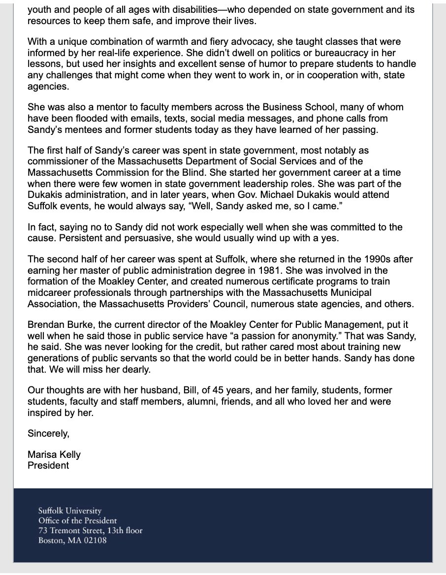 A message from Suffolk University President Marisa Kelly: