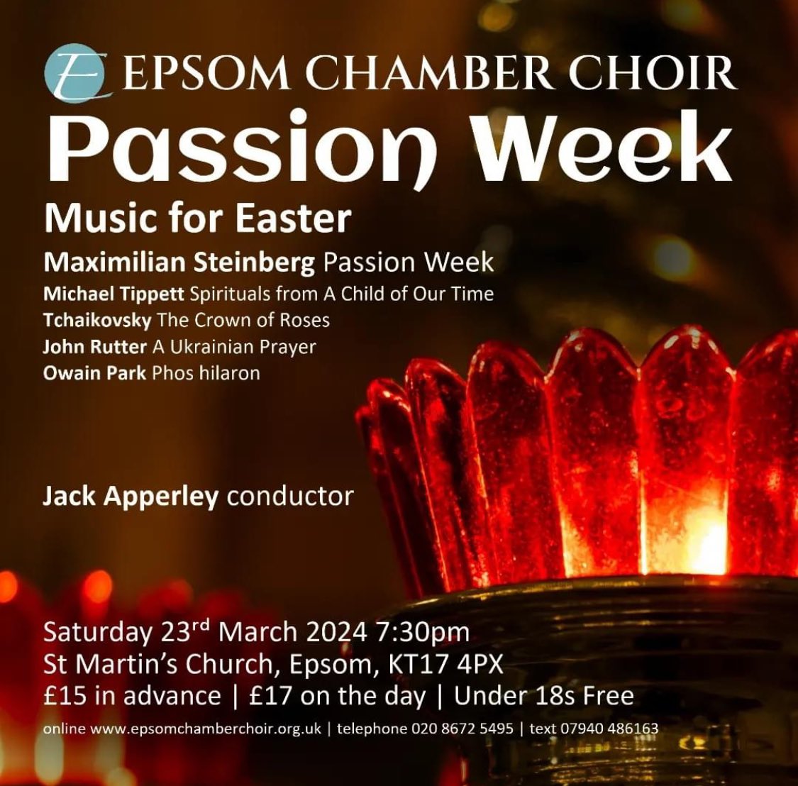 ✨ Our concert is this Saturday! ✨ A rare chance to hear #Steinberg’s “Passion Week” masterpiece. Also #Tippett’s “Spirituals” - a firm favourite of the choir’s; @johnmrutter’s ‘A Ukrainian Prayer” and beautiful pieces by Tchaikovsky and @owainpark . Conducted by @jdeapperley