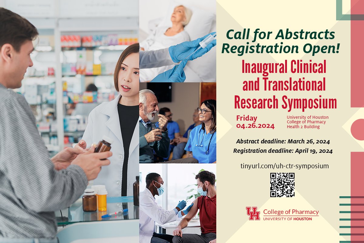 Students, residents & postdocs from fellow #TexasMedicalCenter institutions are encouraged to submit abstracts by March 26 for poster/podium presentation & award consideration at the Clinical and Translational Research Symposium April 26; details at tinyurl.com/uh-ctr-symposi…