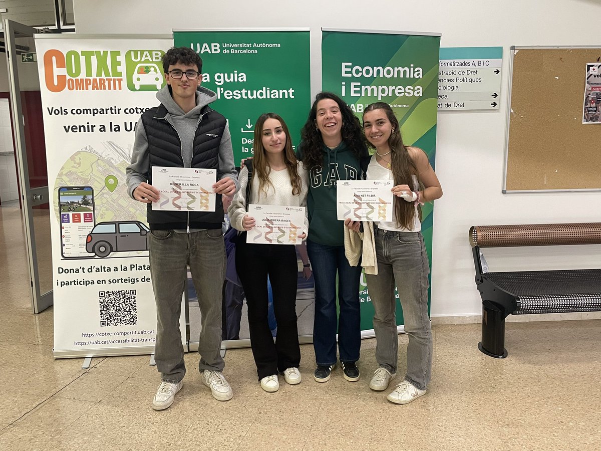 Felicitats al Roger, la Júlia i l'Aina per participar a les Olimpíades d'Economia i Empresa a la <a href="/UABBarcelona/">Universitat Autònoma de Barcelona</a>, un repte que han superat amb èxit!!👏🏼✨ <a href="/INS_Vilamajor/">Institut Vilamajor</a>