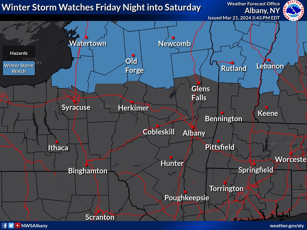 Winter Storm Warning Albany Ny Winter Storm Watch Issued For Parts Of