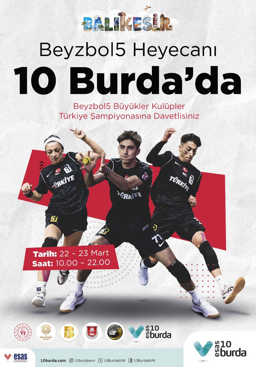 İlk defa düzenlenecek olan Beyzbol5 Büyükler Türkiye Şampiyonamızı Balıkesir “10 Burada” Avm içinde 22-23 Mart tarihinde gerçekleştireceğiz. @OA_BAK @hamzayerlikaya Vira Bismillah