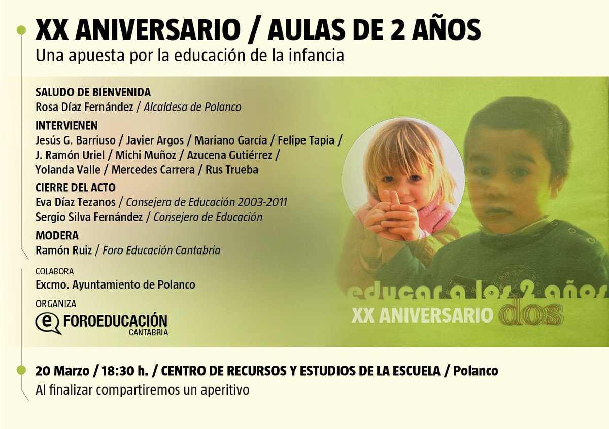 Celebramos el éxito educativo de la implantación de las aulas de 2 años. Han pasado 20 de años de una apuesta valiente y necesaria.