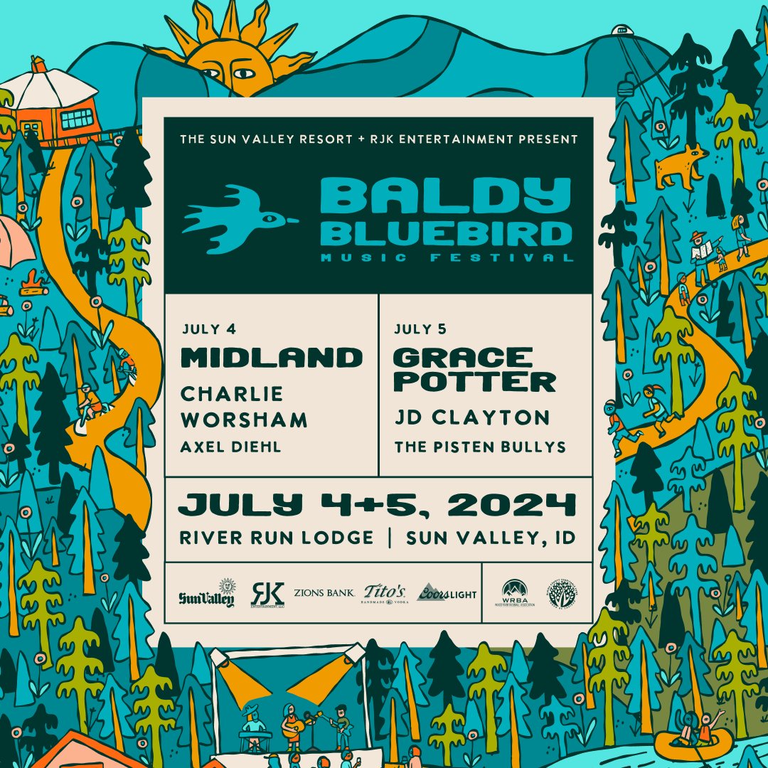 Who is ready to spend the 4th in Sun Valley?! Presenting the first Baldy Bluebird Music Festival, July 4-5th! River Run Plaza! Enjoy live performances from Midland, Grace Potter & more for the first annual Baldy Bluebird Festival. Tickets go on sale on Monday, March 25th at 10AM!