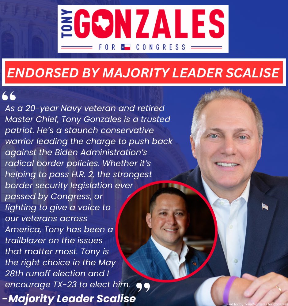 House Majority Leader Steve Scalise is as tough as they come. We are proud to have him on Team Tony! 🇺🇸