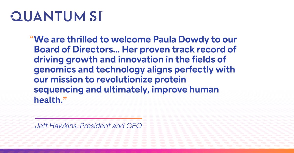 Quantum_Si's tweet photo. @Quantum_Si announces the appointment of Paula Dowdy to #QSI’s Board of Directors. She brings extensive experience building and leading successful world class commercial and operational teams at
@Illumina and @CiscoNetworking. 

Press Release: https://t.co/AOGoAgPGbI

#leadership https://t.co/mSoZ6OFX54