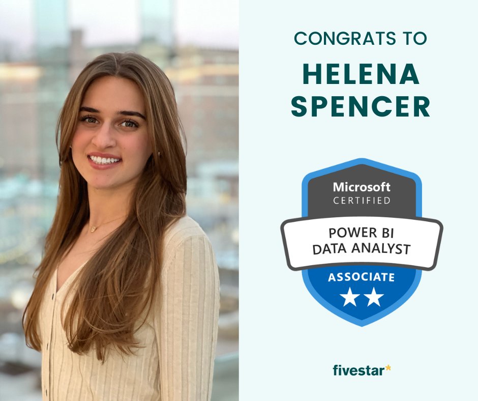 Congratulation to our very own Helena Spencer on her recent Power BI Certification! 

Reach out today to learn how we can help you leverage Power BI to help accelerate your business!