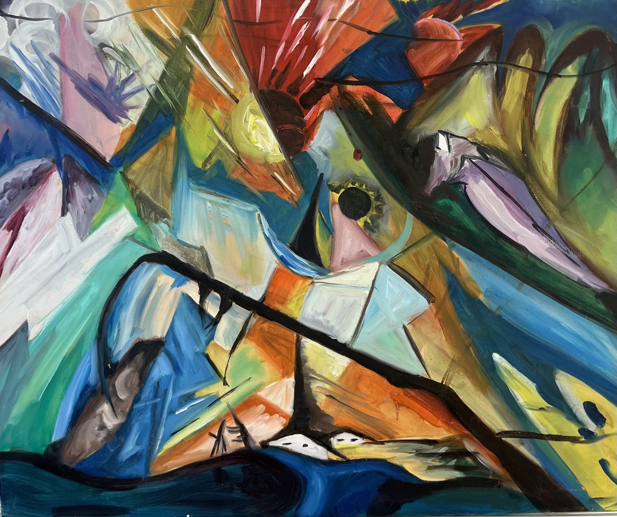 Artist inspiring artist inspiring artists! The original by Franz Marc 1913, My version 2001, and the latest by Second grader, Mack! <a href="/NorfolkCatholic/">Norfolk Catholic School</a> #ItStartsWithArt 🎨🎨