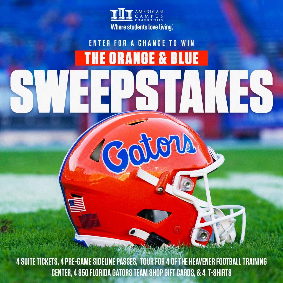 Hey Gators!🐊 We've teamed up with @AmericanCampus to give away the 𝙪𝙡𝙩𝙞𝙢𝙖𝙩𝙚 VIP experience at the Orange & Blue game for you and your three friends on April 13th! 🏈 𝙀𝙉𝙏𝙀𝙍 𝙃𝙀𝙍𝙀: bit.ly/3PpSMF3 #GoGators