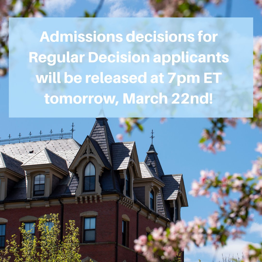 Thank you for sharing your stories with us! Regular Decision applicants can view their decision on their applicant status page on Friday, March 22nd, at 7pm ET.