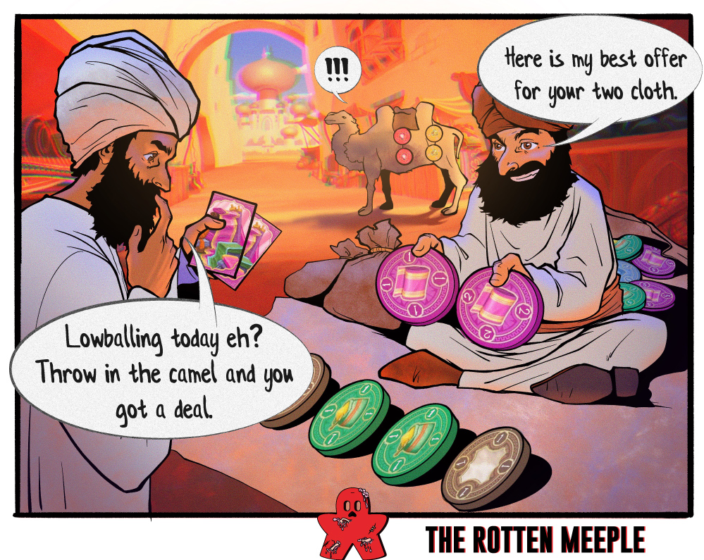 Camel says what? ❗❗❗ This game by @SpaceCowboys1 is a staple amongst two-player games on our shelf 🙌 Want more? We got you! therottenmeeple.com #therottenmeeple | #jaipur | #boardgames