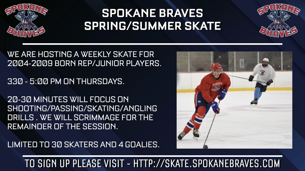 Sign up for our weekly skate sessions at skate.spokanebraves.com

#BraveTogether