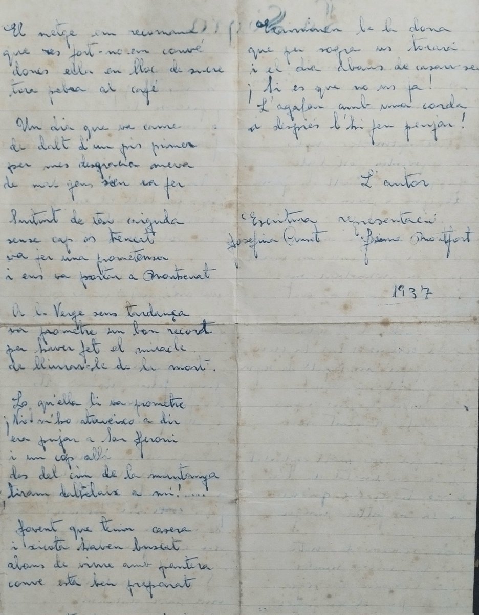 Ja que avui és el #DiaMundialDeLaPoesia, penjo aquesta poesia, escrita per Josefina Cunit (desconec qui era). 
La Sogra, escrita al 1937. 
I sí, la guardava l'avi. 🤗