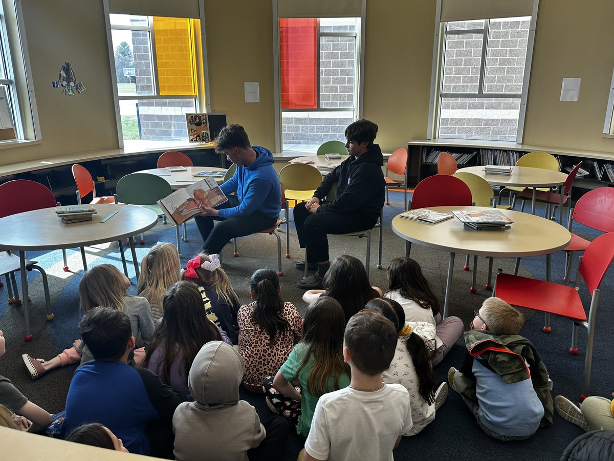 “BUCCANEER BUDDIES” @Xenia_Baseball players Cam Salyers and Ethan Wells give back today reading to Mrs. Johnson’s 1st grade class at Tecumseh Elementary!!!!