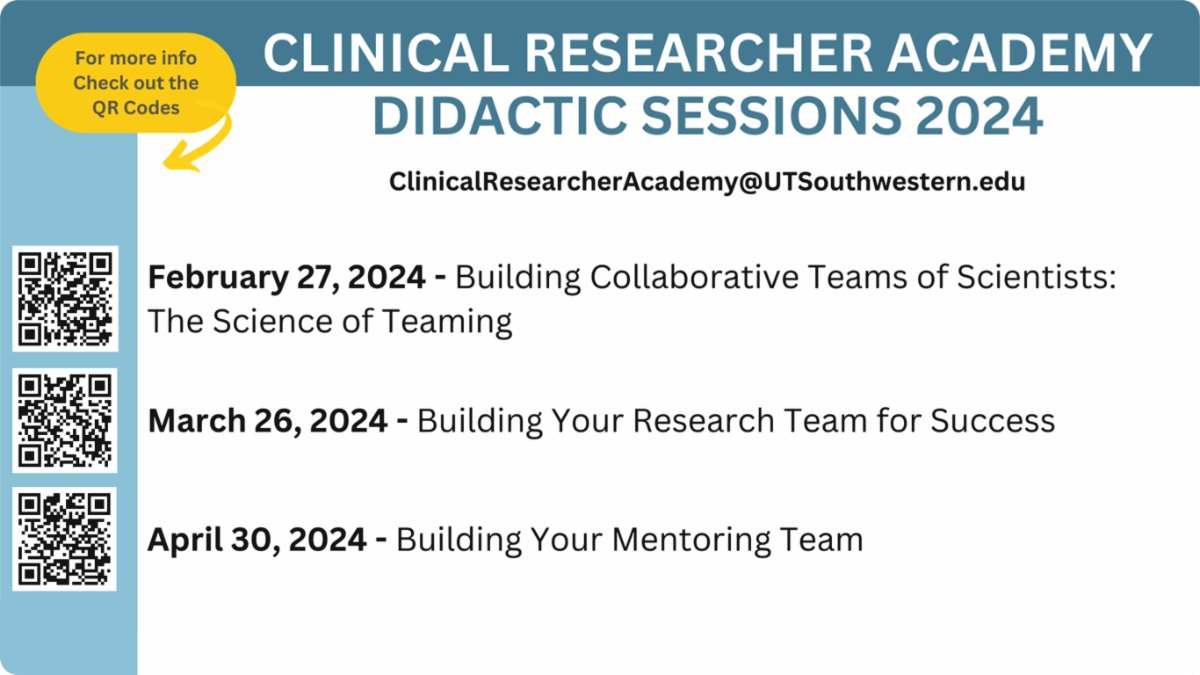 Next Tuesday, March 26, the Clinical and Translational Science Award (CTSA) Program will host a Clinical Researcher Catalyst Program Didactic Session titled Building Your Research Team for Success. Register now: bit.ly/4a4QzqO 🔗