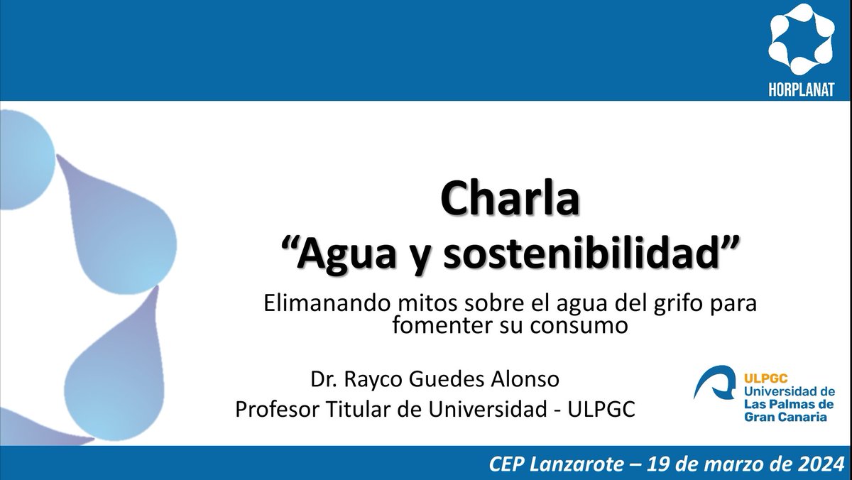 Vaya semana llevamos con motivo del día internacional del agua! 
El pasado martes, charla con los coordinadores de Sostenibilidad de diversos centros educativos de Lanzarote. Jornada organizada por el <a href="/CepLanzarote/">Cep Lanzarote</a>