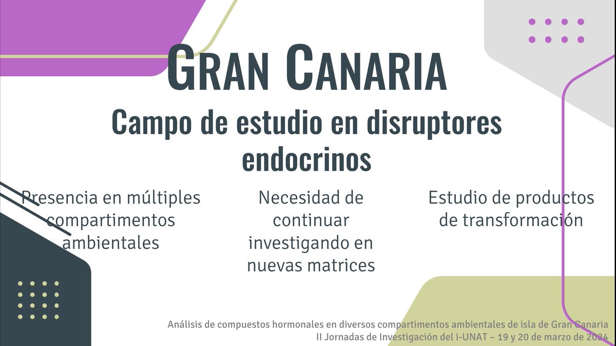 Ayer y hoy hemos participado en las II Jornadas de Investigacion de nuestro instituto <a href="/iunatulpgc/">i-UNAT</a>. Hoy con una charla sobre como hemos conseguido que Gran Canaria se convierta en referenrte en el estudio de disruptores endocrinos al haber analizado hormonas en diferentes muestras