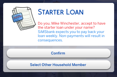 StartingFunds file from RTW has a new look.
You'll not receive the phone call anymore. This was causing the speed issue. This is now fixed.
You can decide who will be paying back the loan and you can also delete the loan in cheats.
Update available next week.