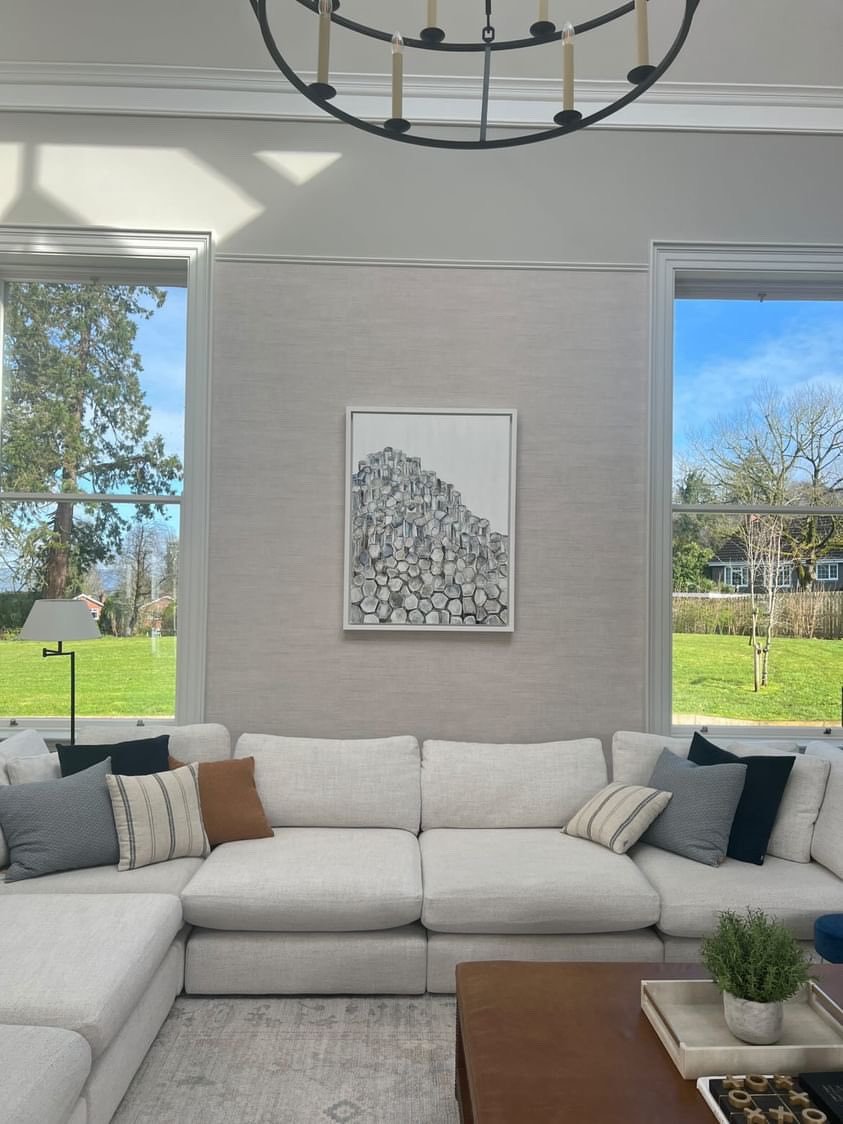 What a beautiful setting for my #Causeway piece to hang in! It demonstrates that contemporary art can sit really well in a #periodproperty. If any of you are #interiors enthusiasts… you can see more of this gorgeous home over on Instagram - search our.pretty.old.home. #irishart