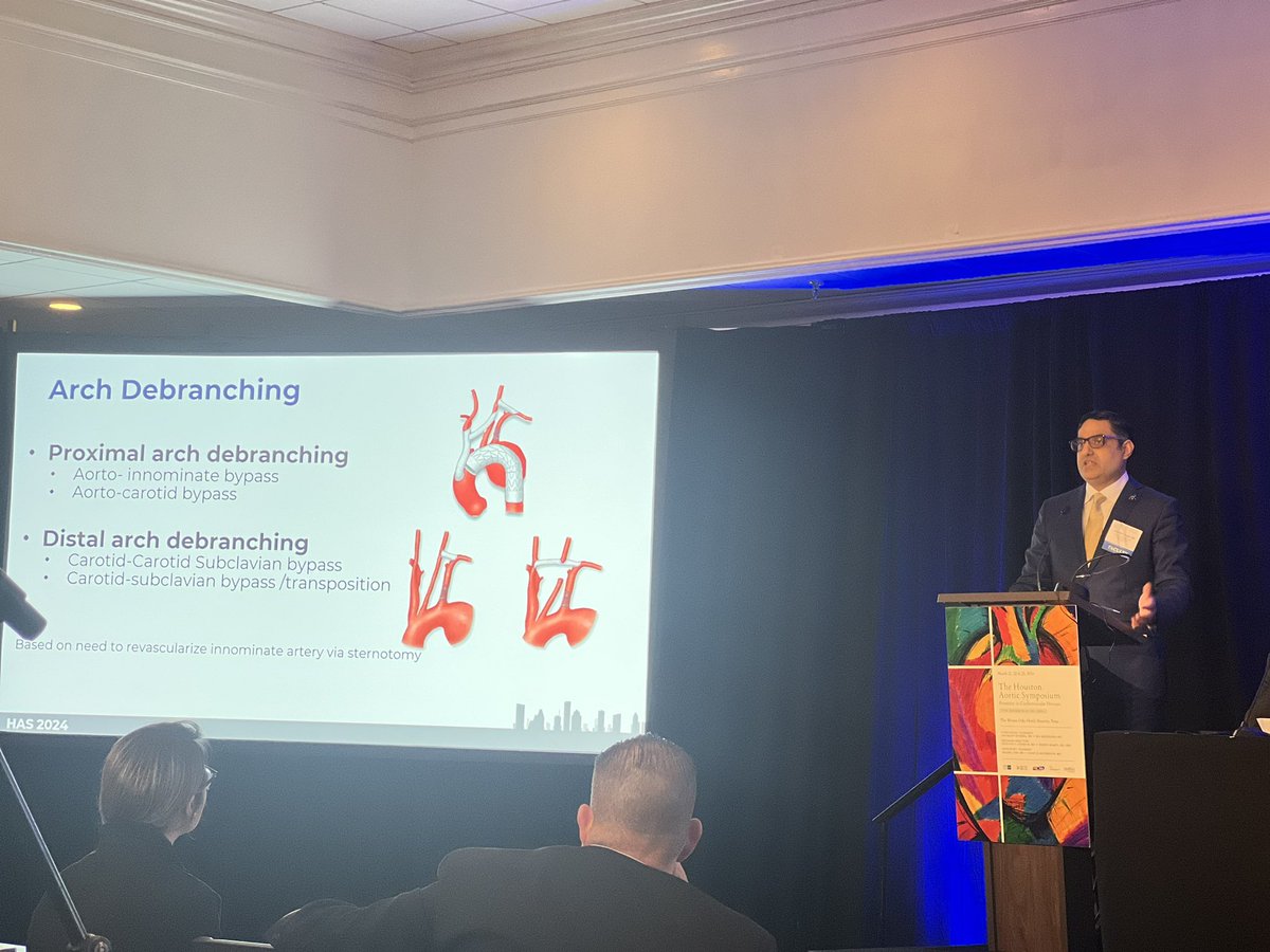 #HAS2024 Happening Now! @NaveedSaqibMD discussing Aortic Arch Debranching. #AortaEd @UTHeartVascular @DrAliAzizzadeh @GustavoOderich @estrera_md