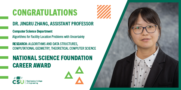 Computer Science Assistant Professor, Dr. Jingru Zhang, Receives NSF Career Award engineering.csuohio.edu/news/computer-… via @CLE_state #NSFCareerAward #computerscience #womeninengineering #womeninSTEM