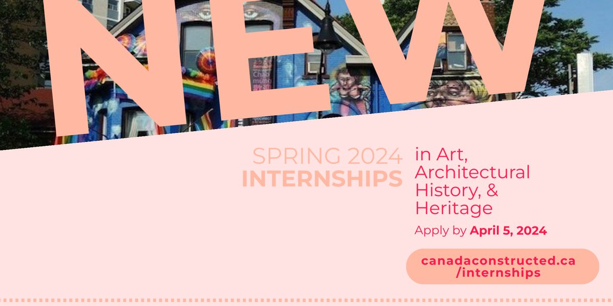 Exciting news! 📢 Applications are now open for spring internship placements! Amazing opportunities available with: -@arconserve TO/@tobuiltdatabase -@ADAC_AMAC -@nationaltrustca -@NiCHE_Canada -@OlgaKorper -@ToSoArch Deadline April 5. For details see ➡️ canadaconstructed.ca/spring-2024-in…