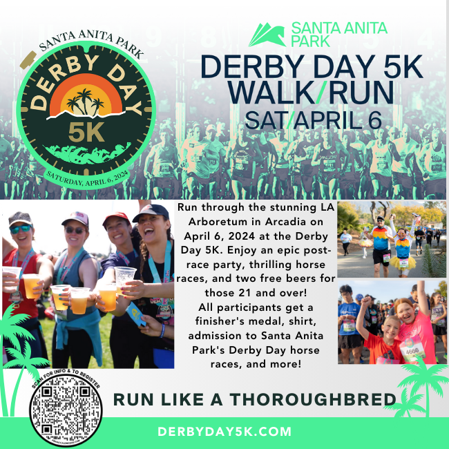 Get ready to run like a Thoroughbred at #DerbyDay5k at Santa Anita Park! Did you know that the Gilb Museum is a charity partner you can designate $5 of your entry fee to at no additional cost. Use the code GILB24 for $5 off (good until April 5)
