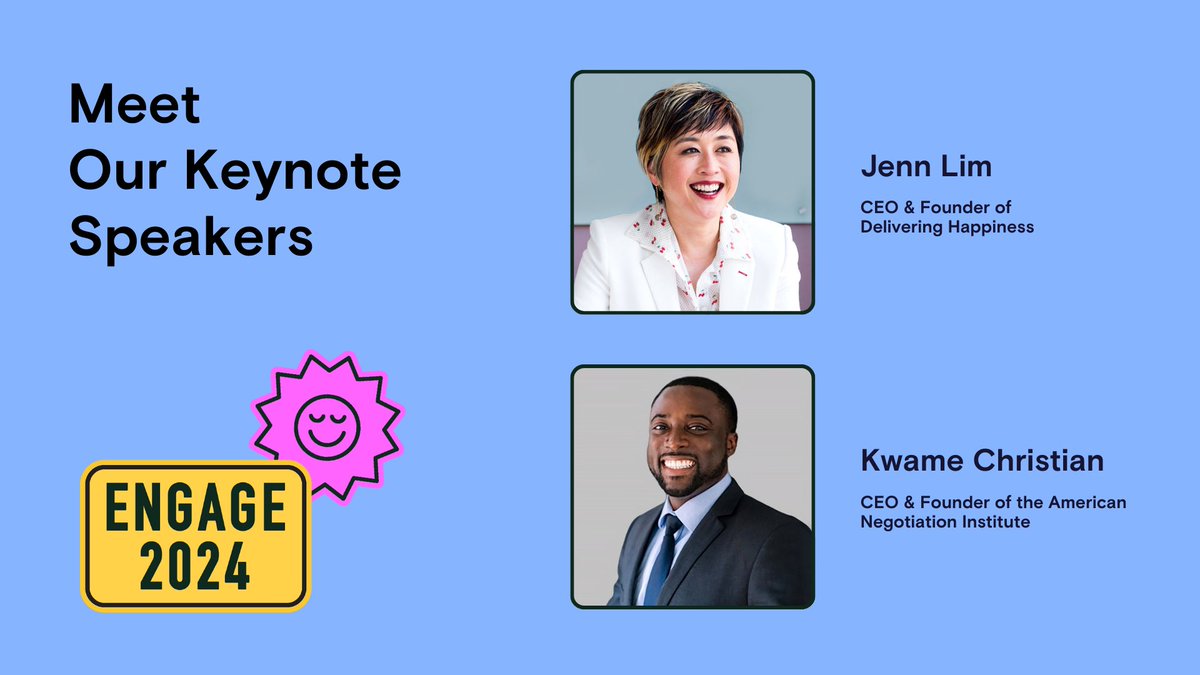 Engage is less than 3️⃣ weeks away & we’re SO excited to intro our keynote speakers + their sessions! ➡️ Jenn Lim: Driving Change: Infusing Work with Humanity ➡️ Kwame Christian: In the Driver's Seat: Finding Confidence Amidst Conflict Register now! ➡️ bit.ly/41HBxEd