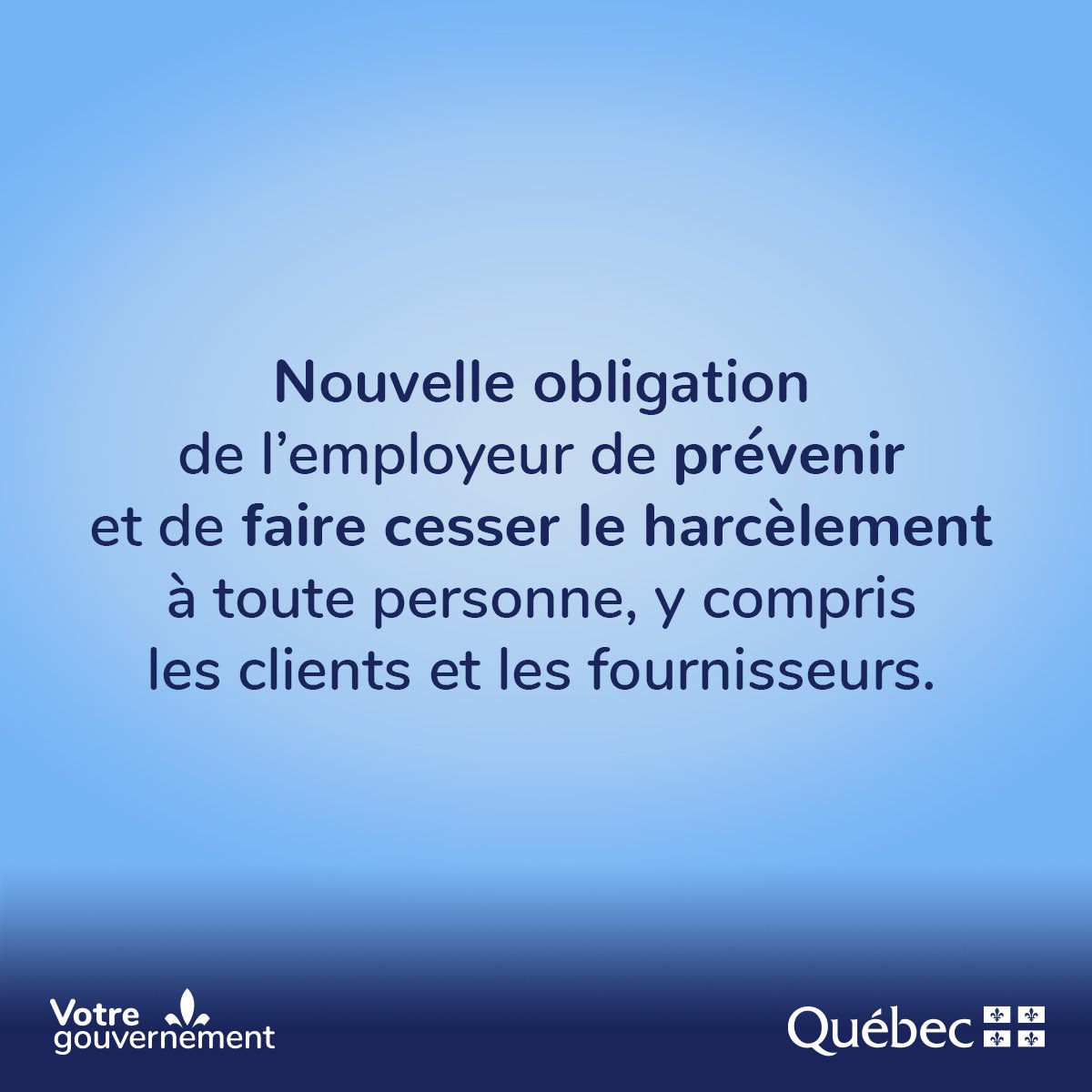 Adoption du PL42 en matière de harcèlement psychologique et de violence à caractère sexuel, cet après-midi, une avancée majeure pour les travailleurs et travailleuses du Québec. Merci à l’ensemble des parlementaires pour leur collaboration et l’adoption unanime.