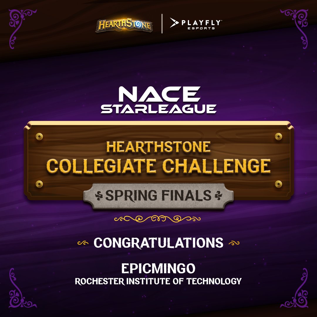 Give it up for your NACE Starleague Hearthstone Collegiate Challenge Spring Finals Champ, @epicmingo from @ritesports! #hearthstone #college #esports