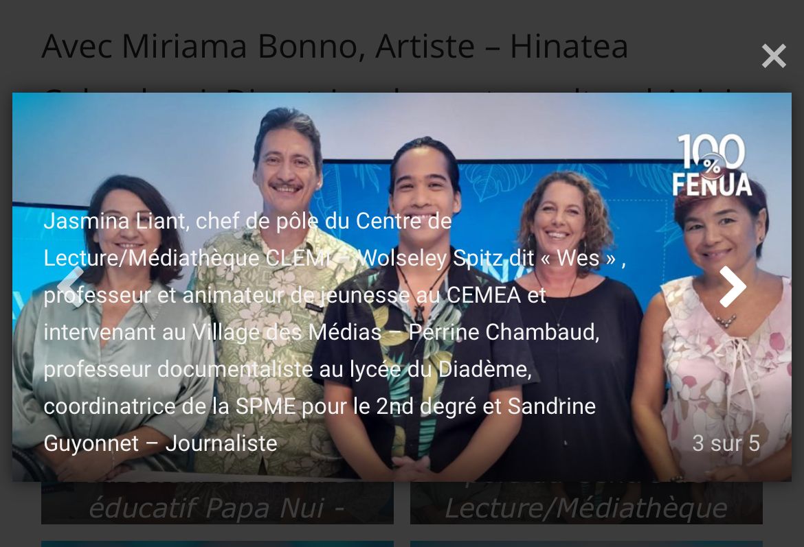 J'ai participé à l'émission #manava <a href="/TahitinuiTV/">TNTV</a>  sur l'#EMI dans le cadre de la #SPME2024 et du village des médias à la DGEE <a href="/EducationTahiti/">DGEE Polynésie</a> 
#profdoc #cdi <a href="/LeCLEMI/">CLEMI</a> @LaSpme 
▶️Retrouvez le replay jusqu'au 19/04/2024
tntv.pf/replay/manava/…