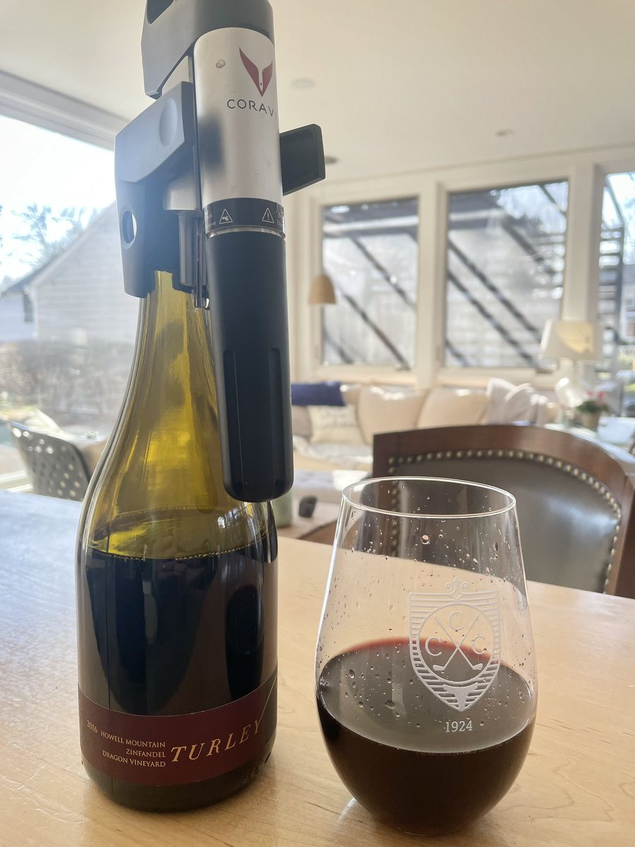 With my remaining old Zins I am going the @coravin route since my wife no longer drinks reds and ai should not do the bottle in one night. This is so good and look forward to a second glass with my pasta dinner. Cheers🍷