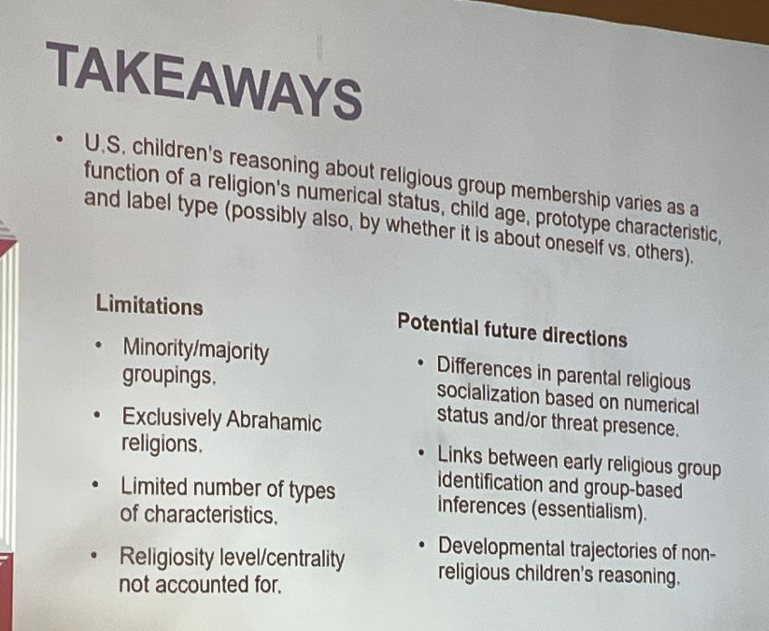 Boli Reyez-Jaquez on U.S. children's reasoning about first- vs. third-person religious group membership

#DBNatCDS2024 #CDS2024 @templeton_fdn @DevBelief