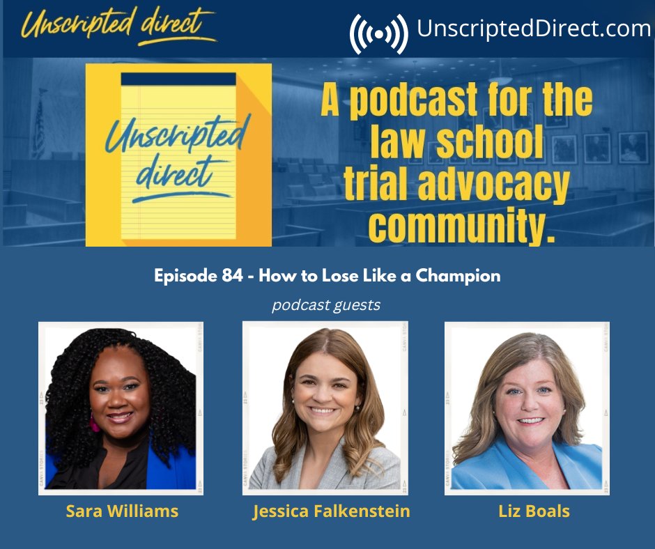 On this week's podcast, our Main Interview w Drexel Law alumni coach Jessica Falkenstein + Stetson's Liz Boals & Cumberland's Sara Williams discuss how coaches can teach their students to handle competition losses w professionalism & grace Listen now at: bit.ly/4ctSuai