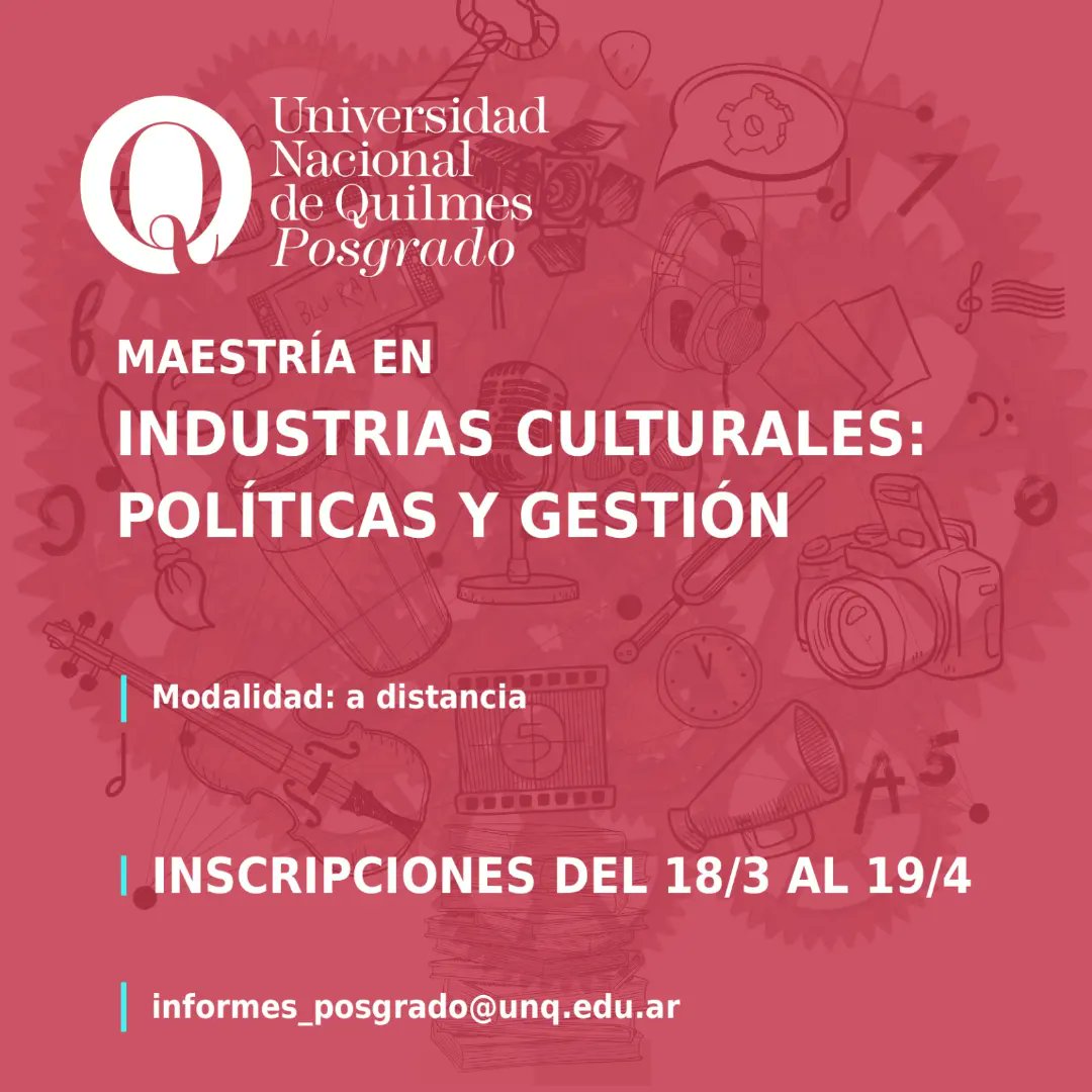 CentroICEPUNQ's tweet photo. ¡Abierta la inscripción! 

📢 Hasta el 19 de abril vas a poder inscribirte a la "Maestría en Industrias Culturales: políticas y gestión" de la Universidad Nacional de Quilmes.

➕ La modalidad es a distancia y la cursada comienza en junio 2024. https://t.co/5v5gUSTU0u